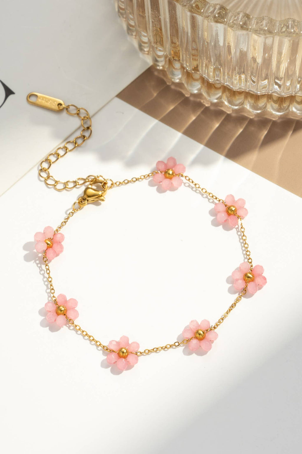 Bracelet acier inoxydable petite fleur colorée lumineux