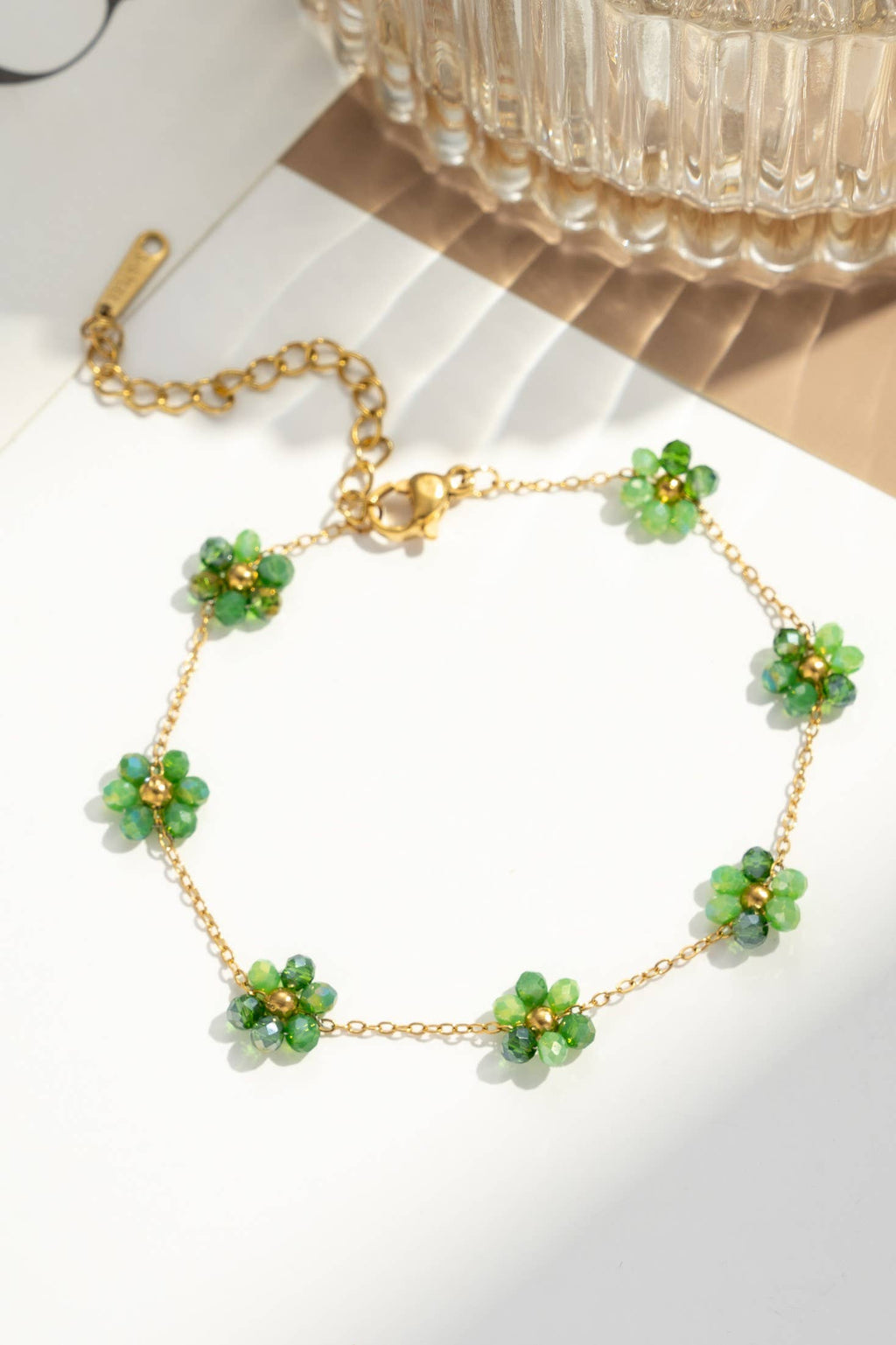 Bracelet acier inoxydable petite fleur colorée lumineux