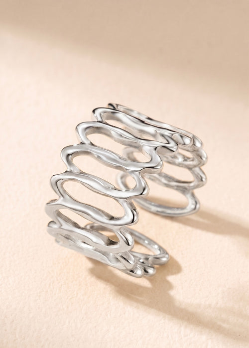 Bague mailles texturées en acier inoxydable 424AQ140