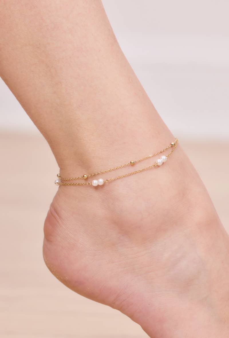 Chaîne de pied double perles